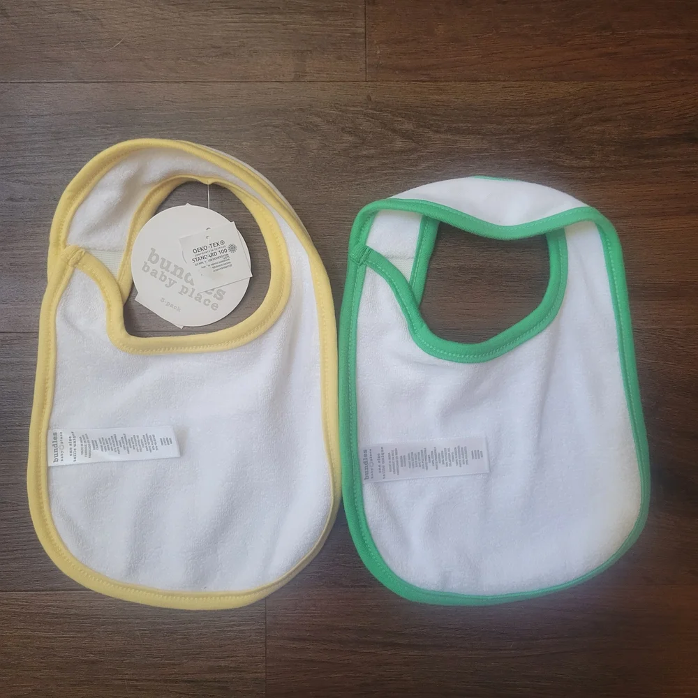 Pair of Baby Holiday Bibs - Yellow Easter & Green St. Patrick's